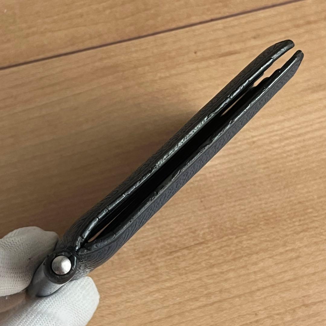 PRADA プラダ マネークリップ メンズ ブルー 青色 レザー ロゴ　ICタグ