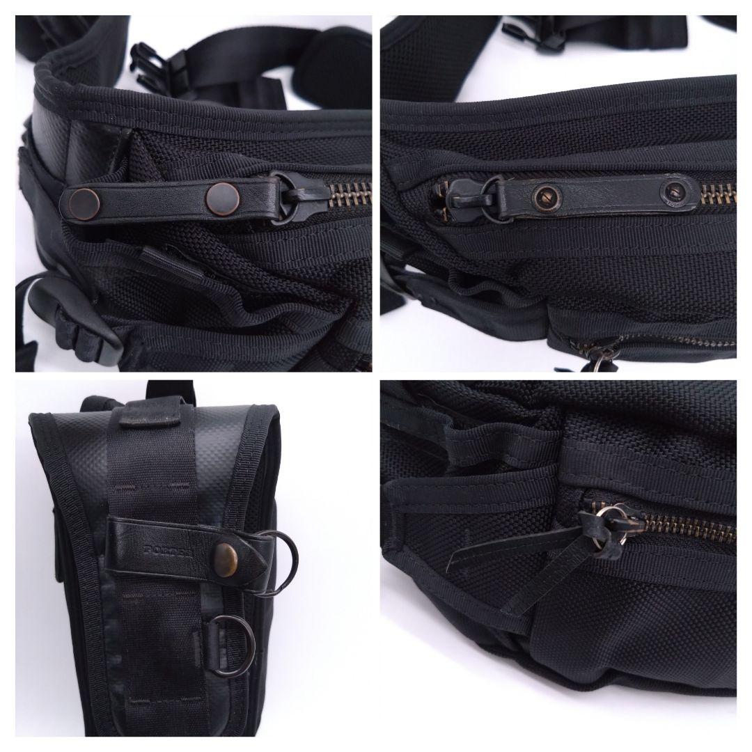 【美品】PORTER HEAT ウエストバッグ クロスバッグ 黒 吉田カバン