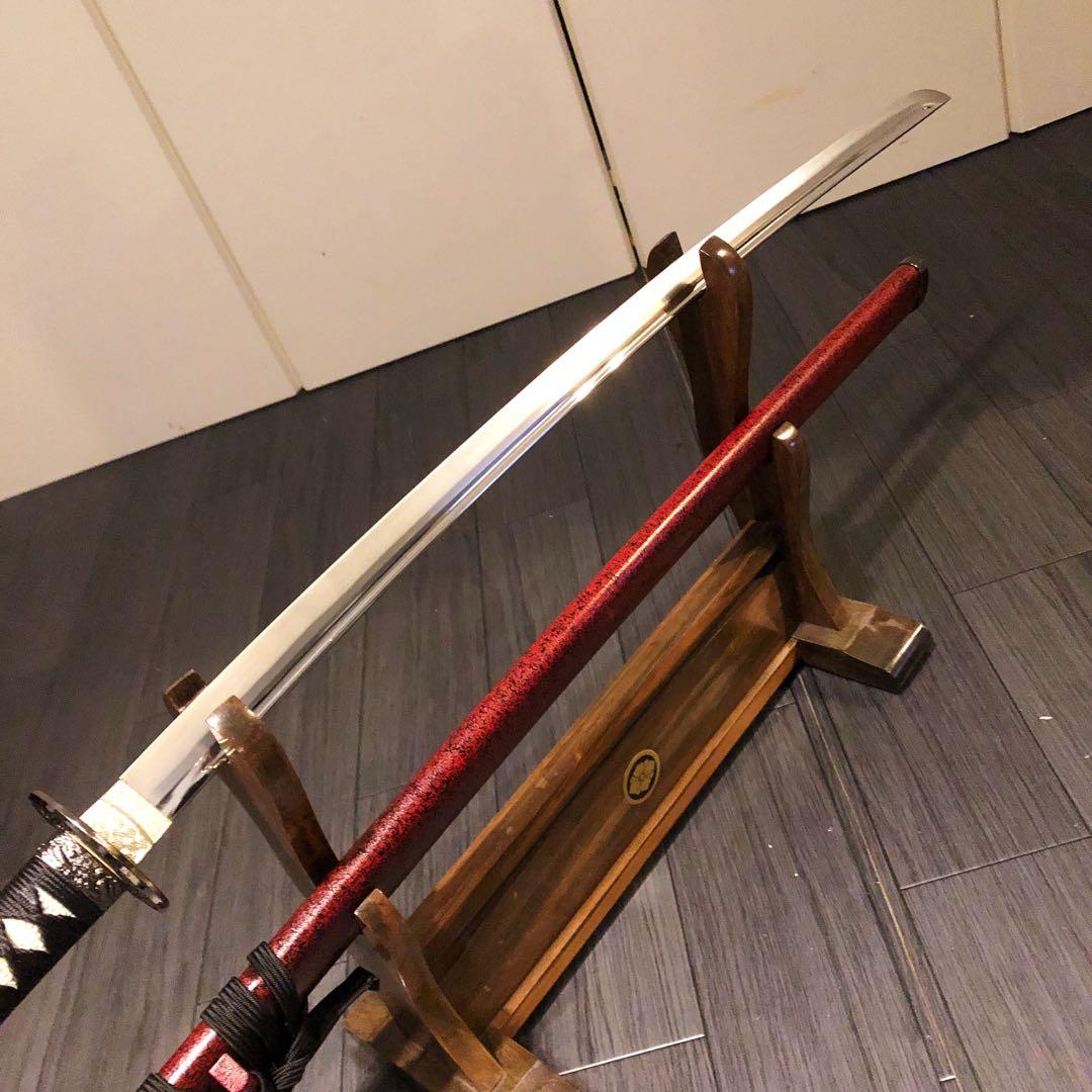 高級模造刀　陸奥守吉行　坂本龍馬拵え　居合刀　優乱刃紋　朱拵え　合金刀身