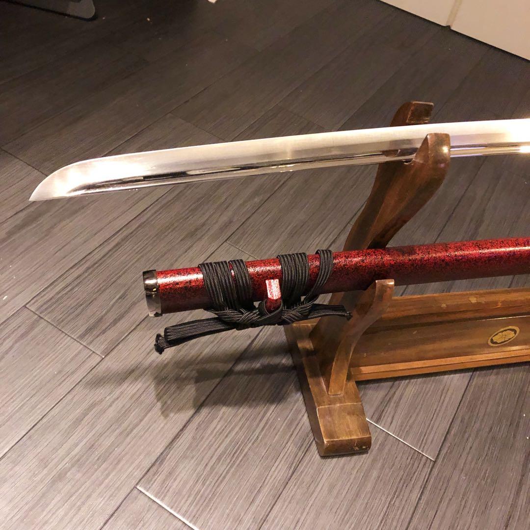 高級模造刀　陸奥守吉行　坂本龍馬拵え　居合刀　優乱刃紋　朱拵え　合金刀身