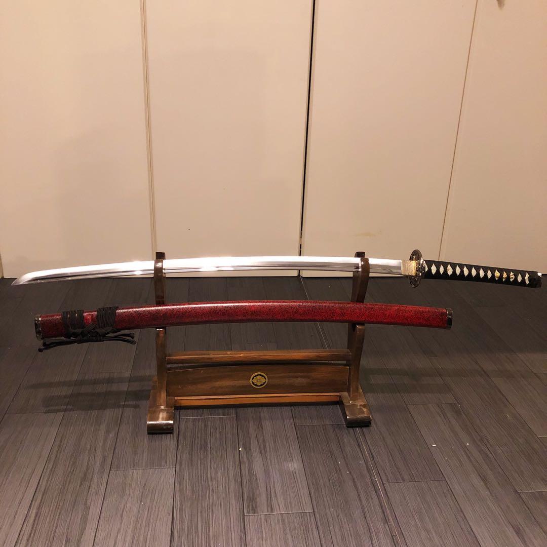 高級模造刀　陸奥守吉行　坂本龍馬拵え　居合刀　優乱刃紋　朱拵え　合金刀身