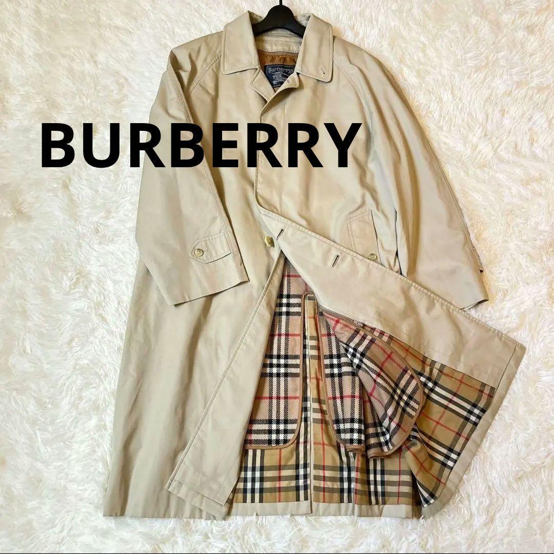 【美品バーバリー】ステンカラーコート　ベージュ　ライナー付き　ノバチェック