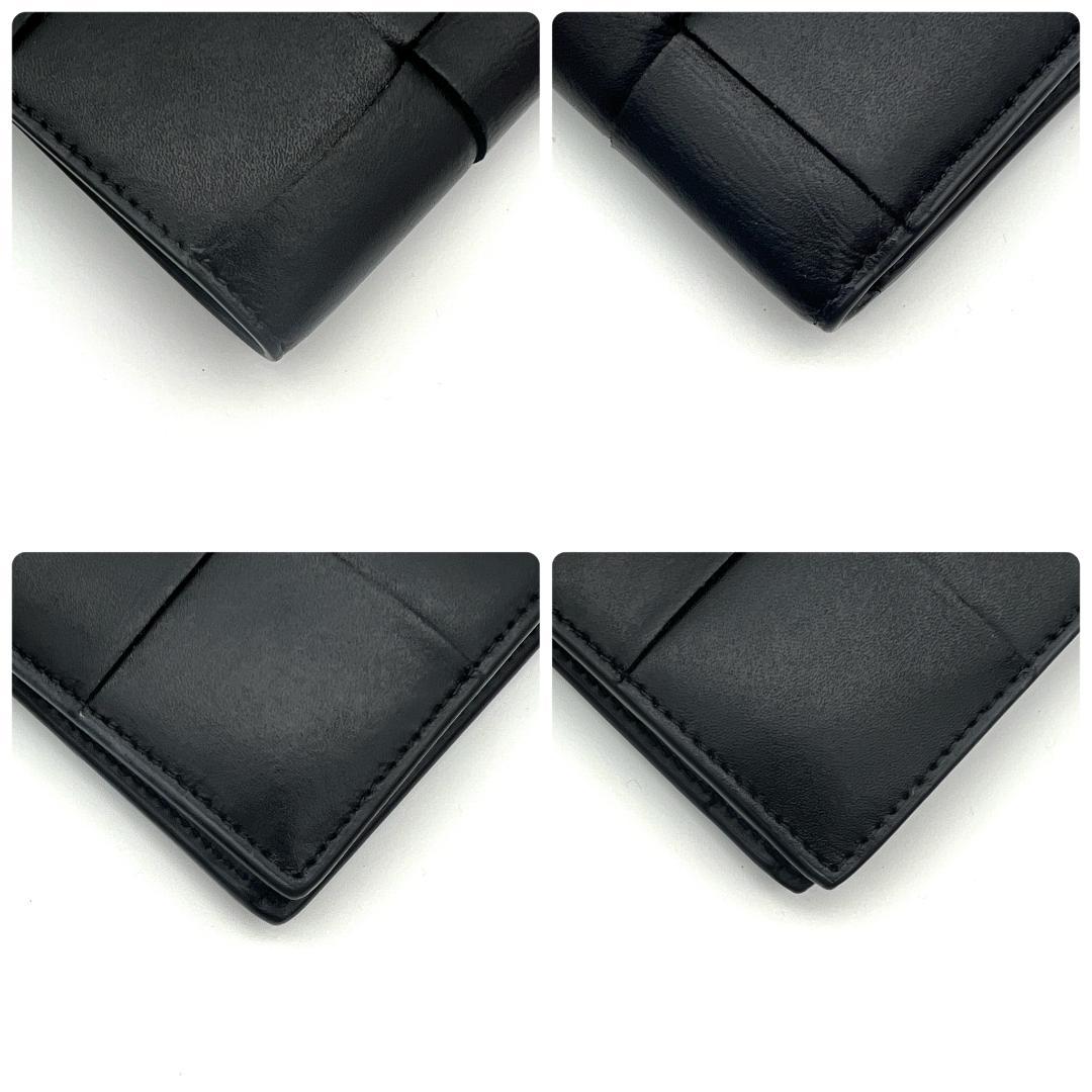 【最高級美品】ボッテガヴェネタ マキシイントレチャート 二つ折り 黒 A760