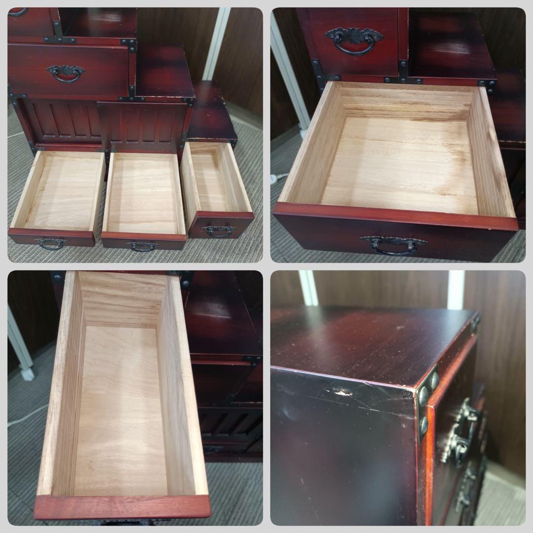 八3471【送料込み】民芸調　階段和箪笥　右下がり　昭和レトロ