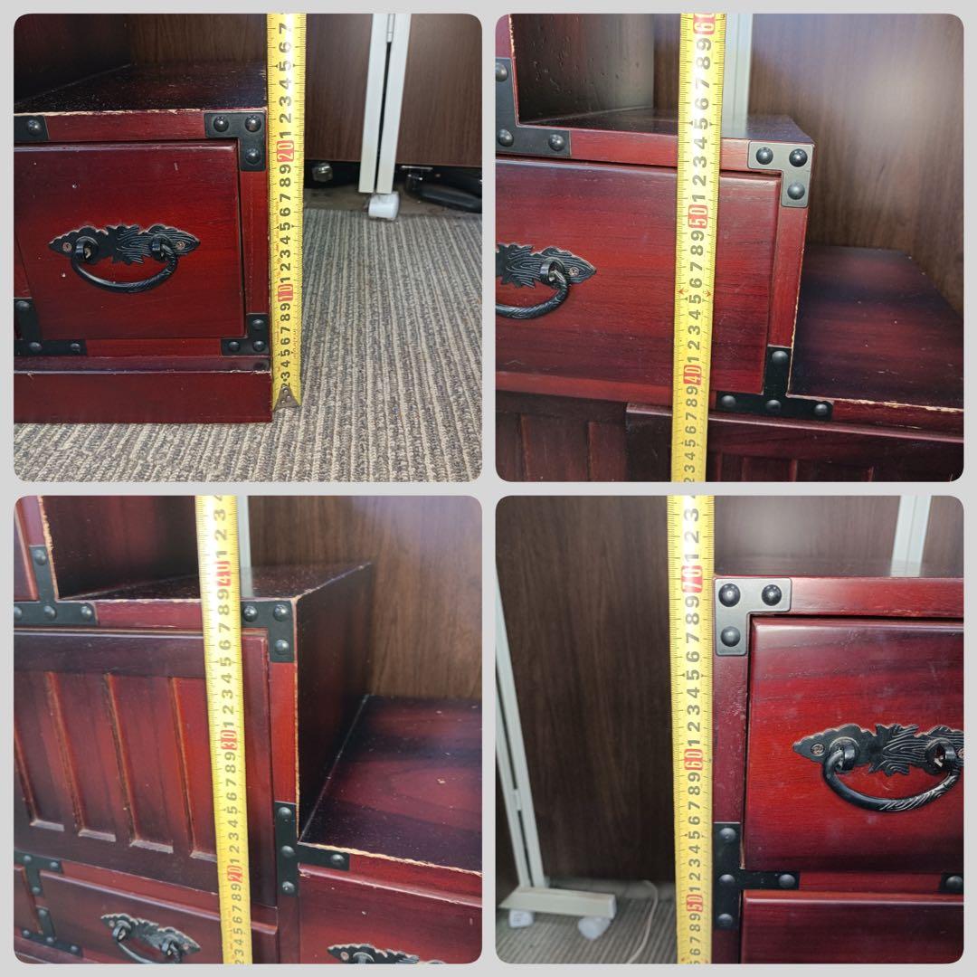 八3471【送料込み】民芸調　階段和箪笥　右下がり　昭和レトロ