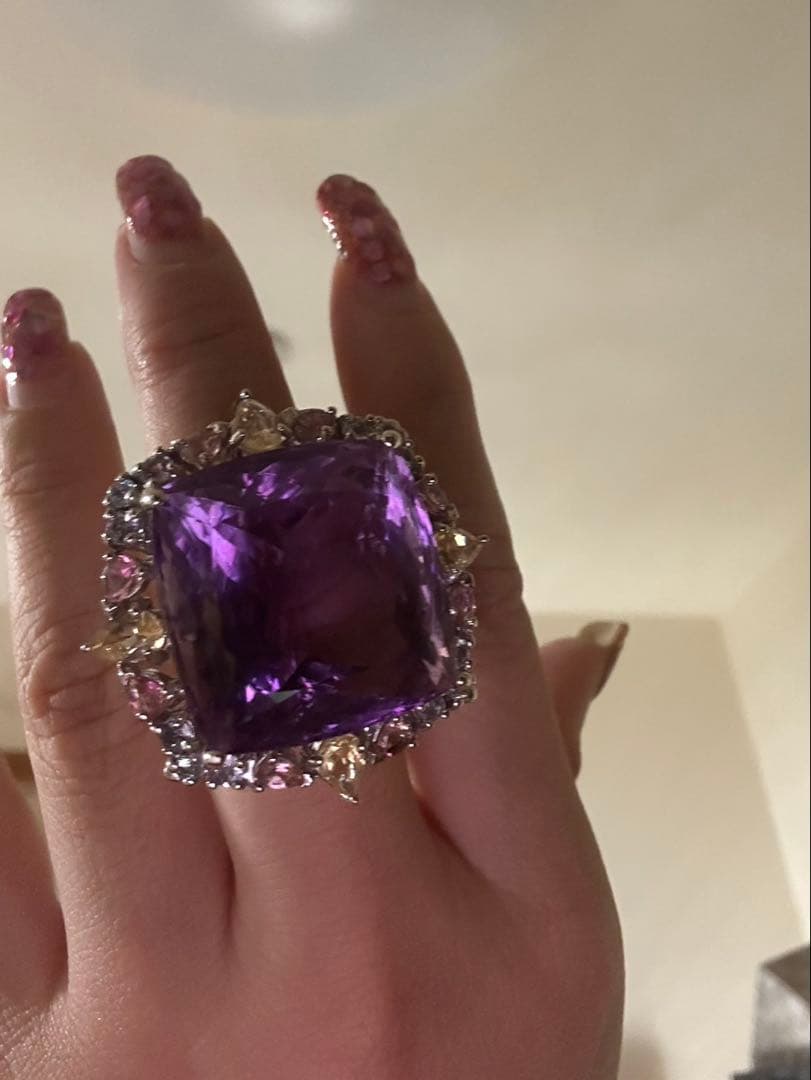 i*︎様 天然石特大アメシストリング13号限定