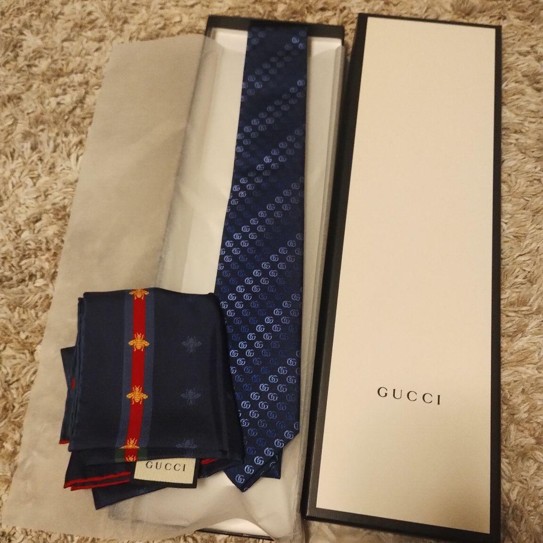 GUCCI ネイビー GGロゴ ネクタイ セット