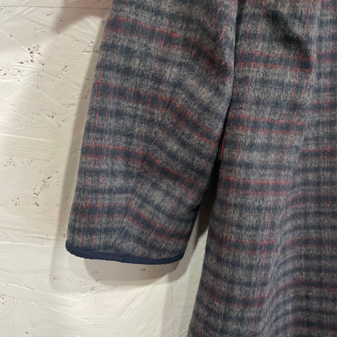 日本製　アンゴラ混【Leilian】チェック柄フード付きウールコート　9