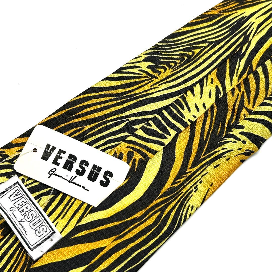 【新品タグ付き✨】ヴェルサーチ ネクタイ イエロー レオパード デッドストック