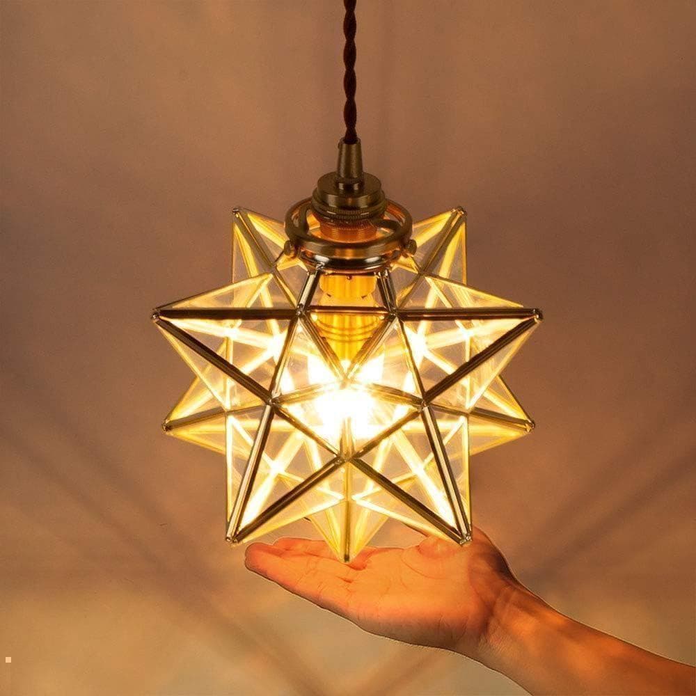 【M2229-90-63】星形ガラスペンダントライト 真鍮アンティーク