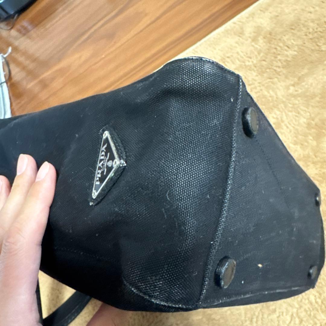 ✨大人気✨PRADA ブラック トートバッグ キャンバス 白タグあり