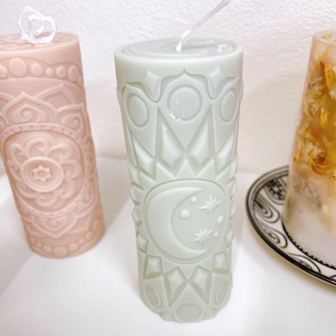 くすみカラー3本セット　ソイキャンドル　エスニック　アジアン　花　月