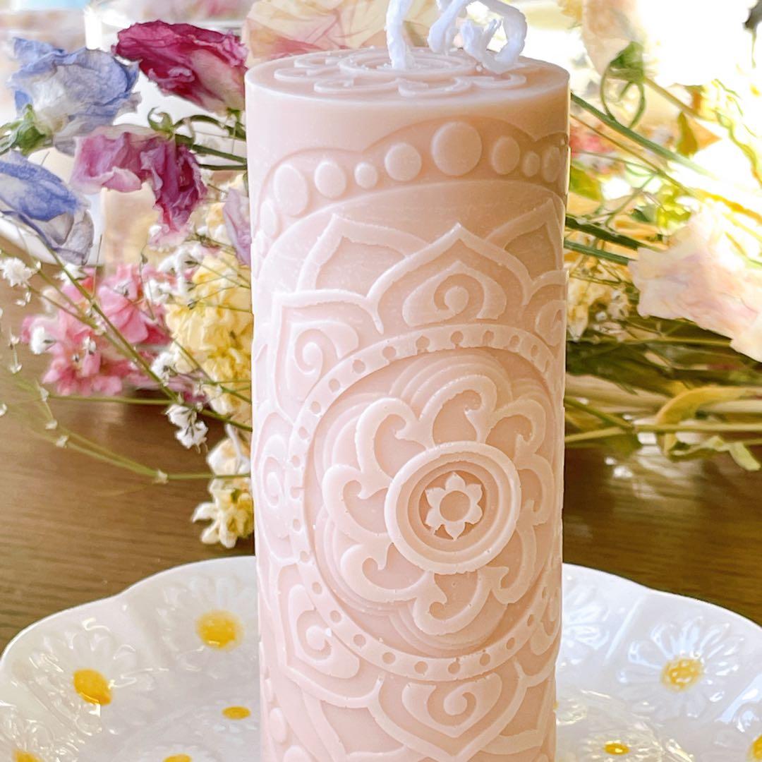 くすみカラー3本セット　ソイキャンドル　エスニック　アジアン　花　月