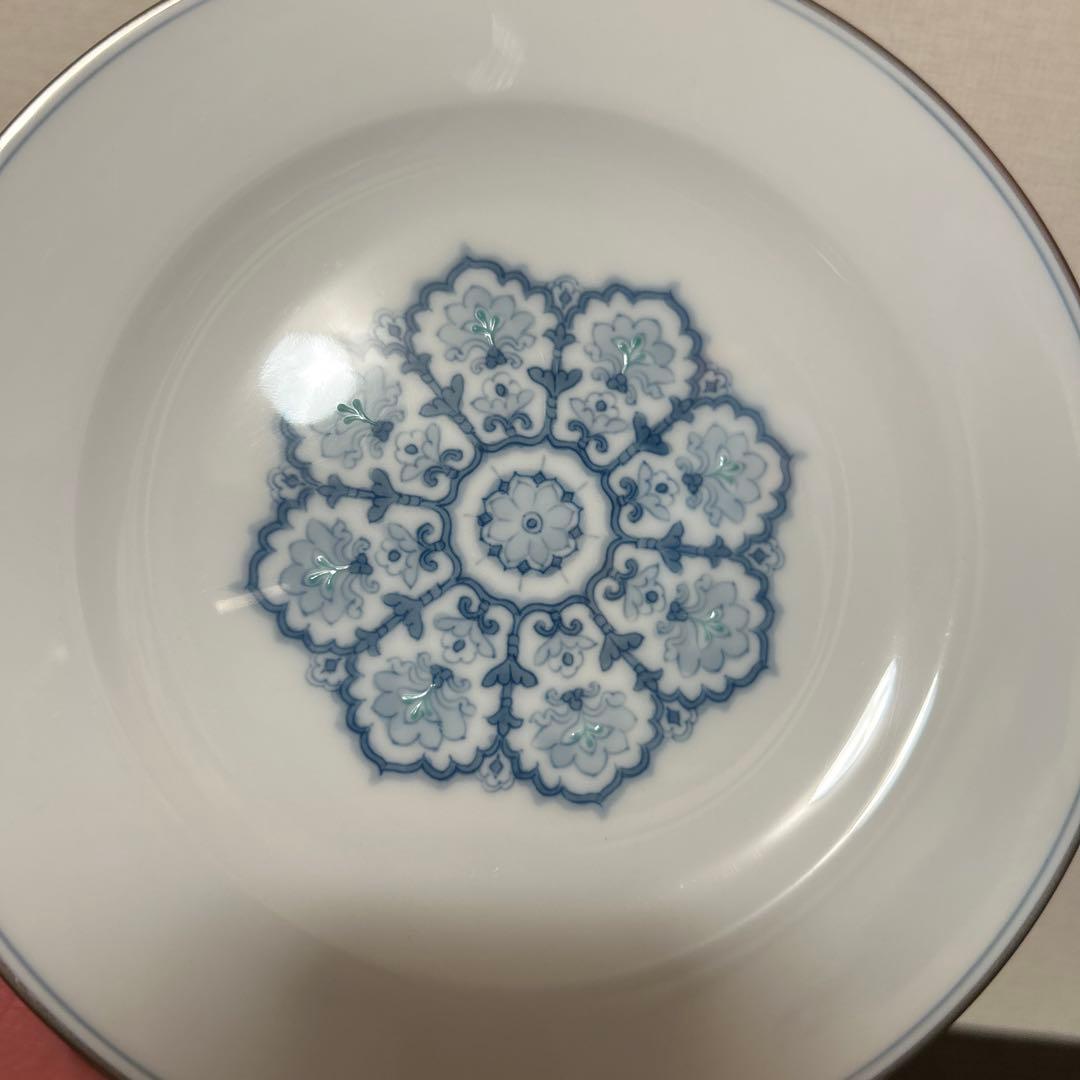 大倉陶園　呉須正倉院　デザートプレート　20cm プラチナ彩　手描き