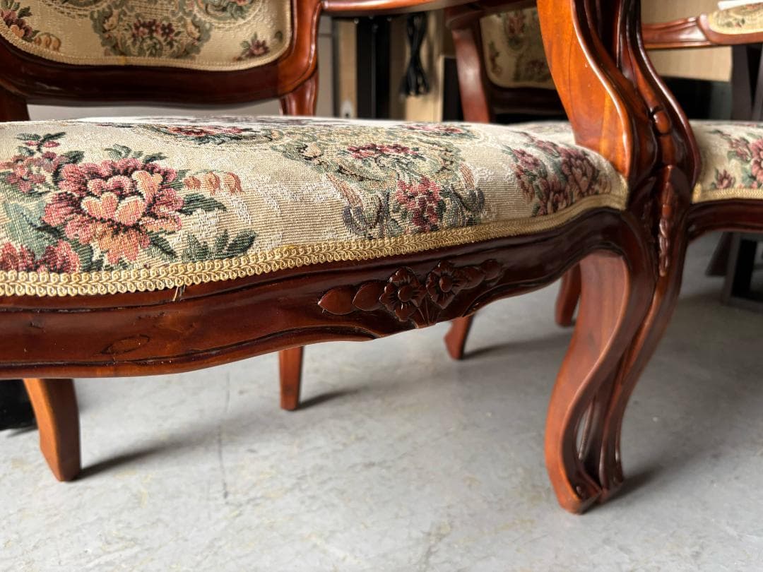 ②rieko-4622 アンティーク 猫脚椅子、チェア、肘掛付き1脚のみ