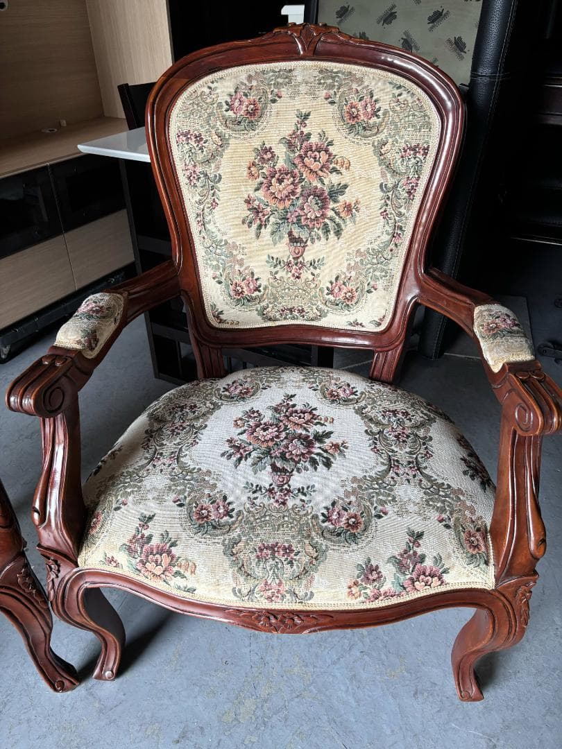 ②rieko-4622 アンティーク 猫脚椅子、チェア、肘掛付き1脚のみ