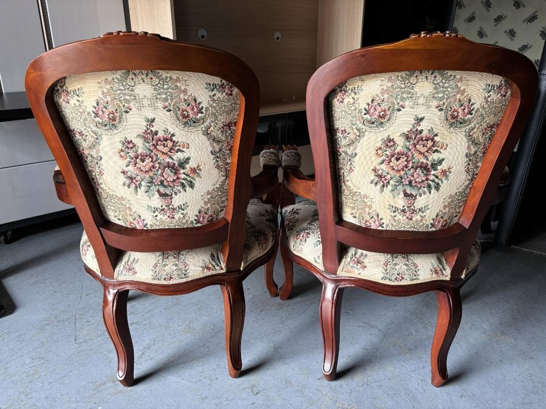 ②rieko-4622 アンティーク 猫脚椅子、チェア、肘掛付き1脚のみ