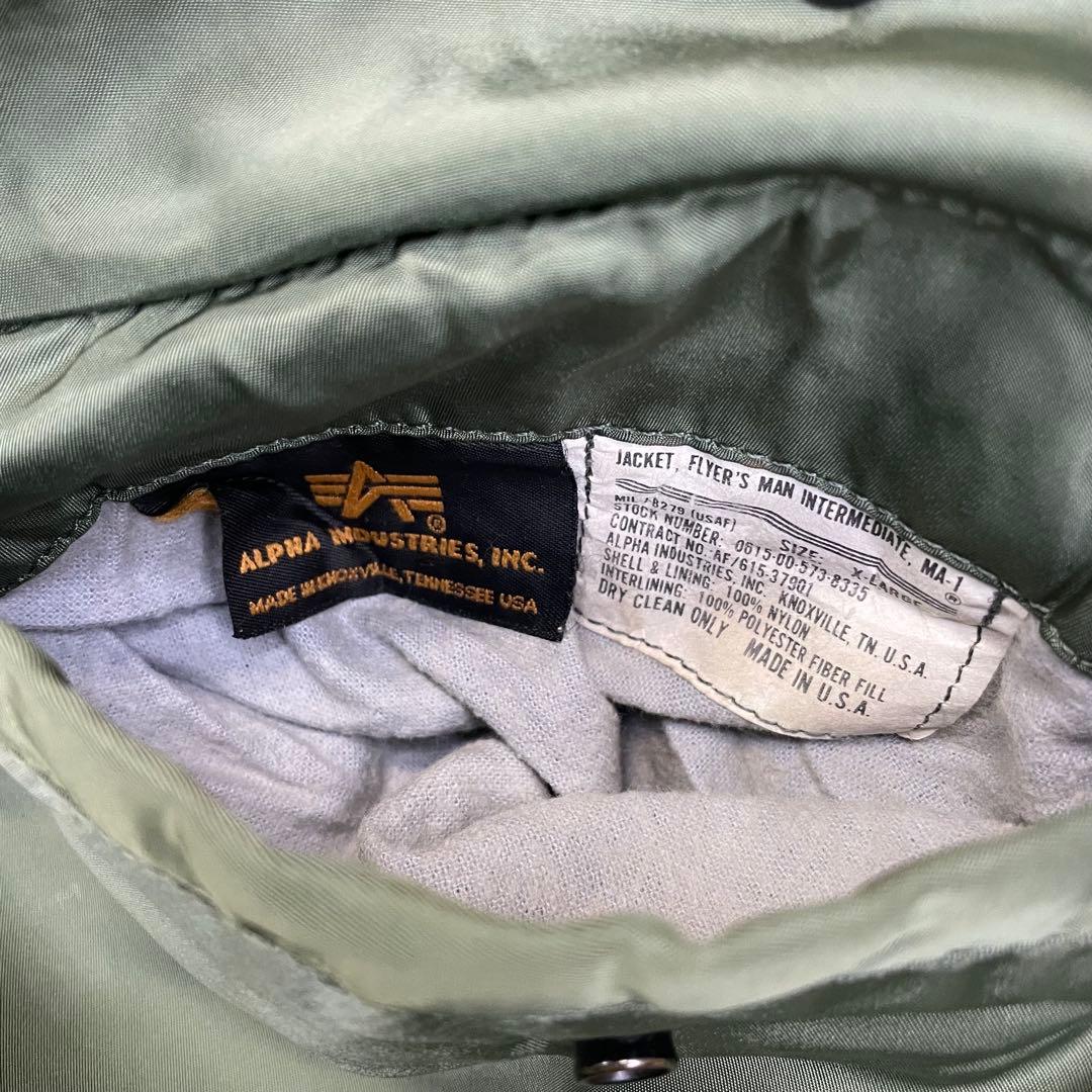 ALPHA アルファ MA-1 フライトジャケット USA XL 90sカーキ
