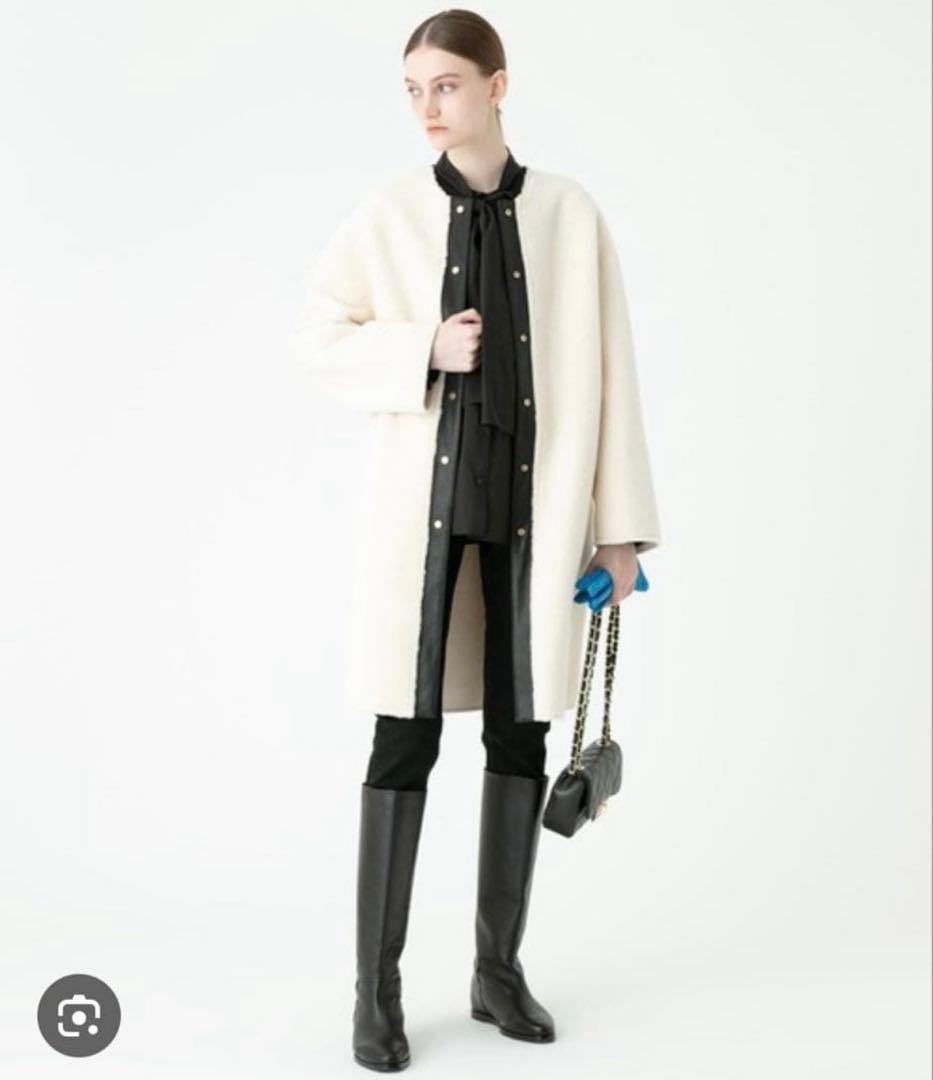 allureville アルアバイル　リバーシブルノーカラーボアコート