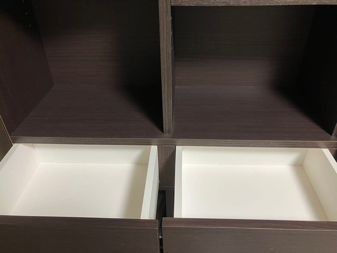 ニトリ オープン本棚 ダークブラウン 引出し付 (2月上旬まで出品)(送料込み)