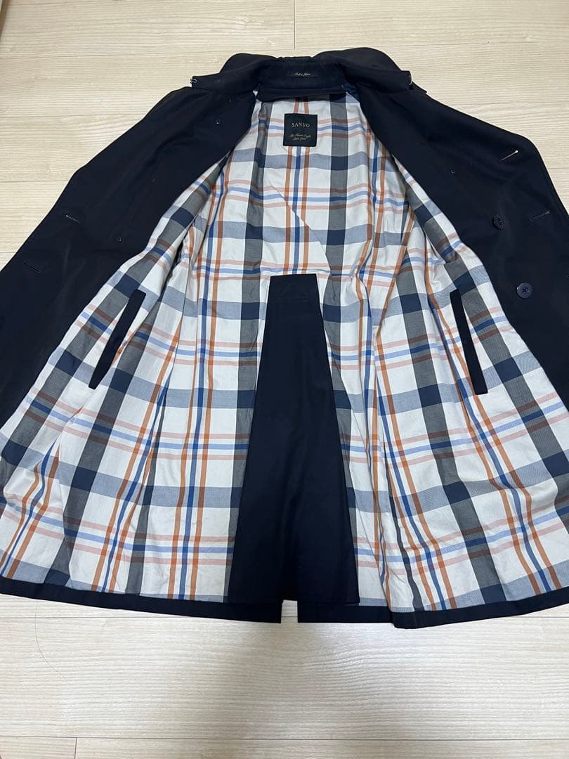 山陽商会100年コートダブルトレンチコート黒L