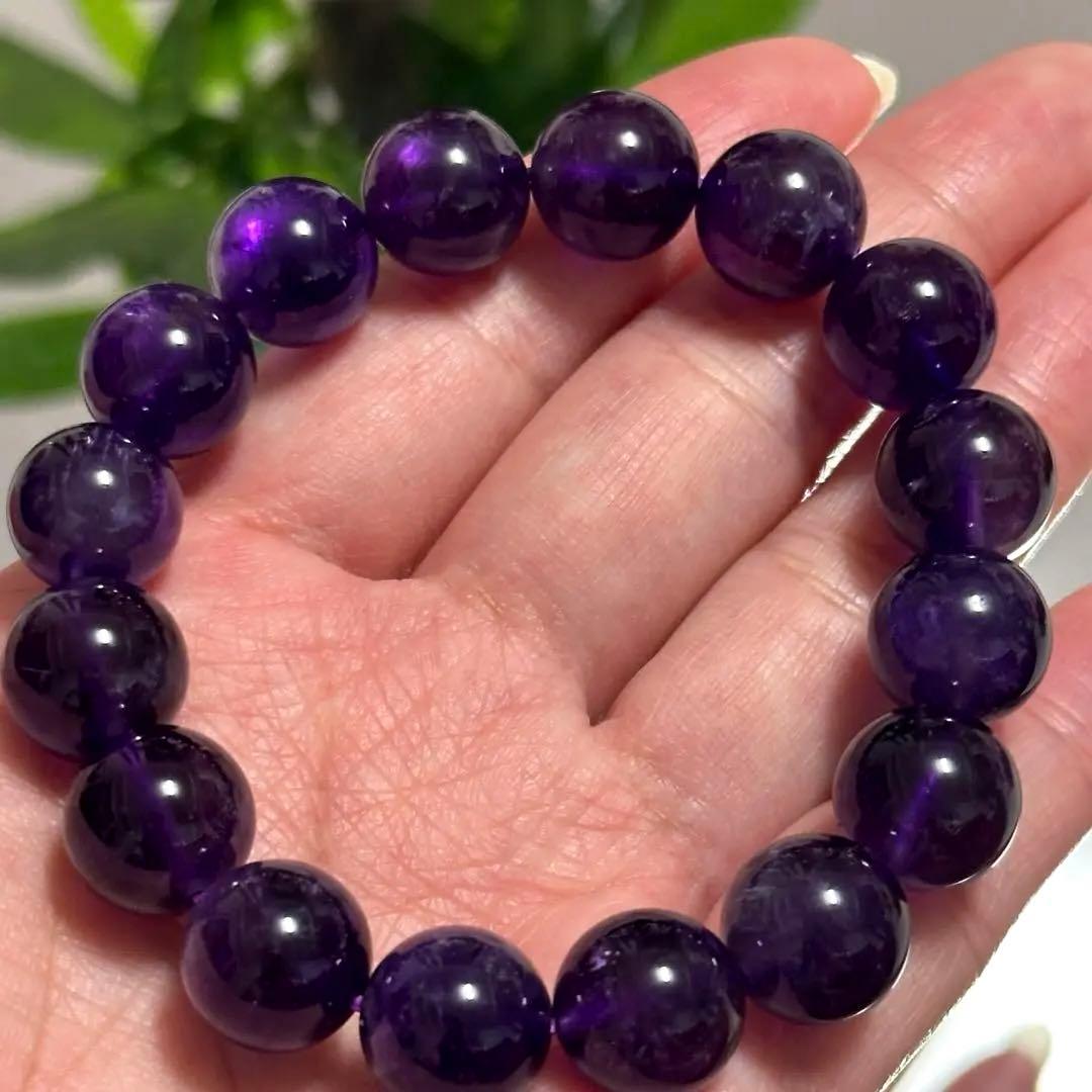 【希少】ウルグアイ アメジスト 11.5mmブレスレット 浄化 濃い 天然石 紫
