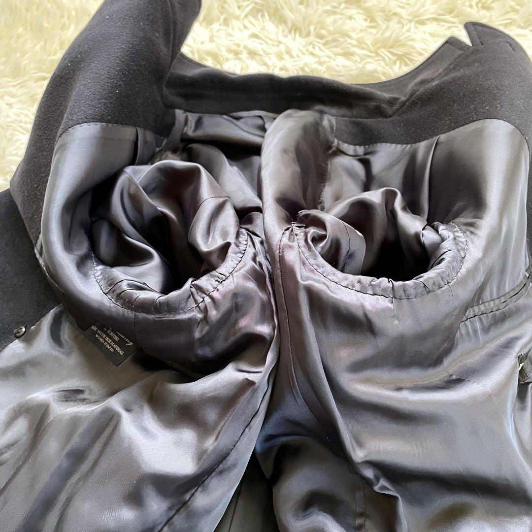 NEWYORKERカシミヤ混ICHITEKI紺色金ボタンダブルチェスターコート