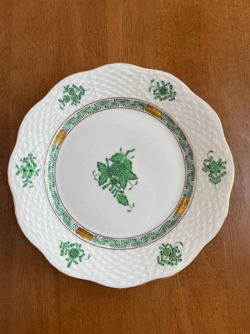 【値下げ】ヘレンド アポニーグリーン デザートプレート19cm 4枚セット