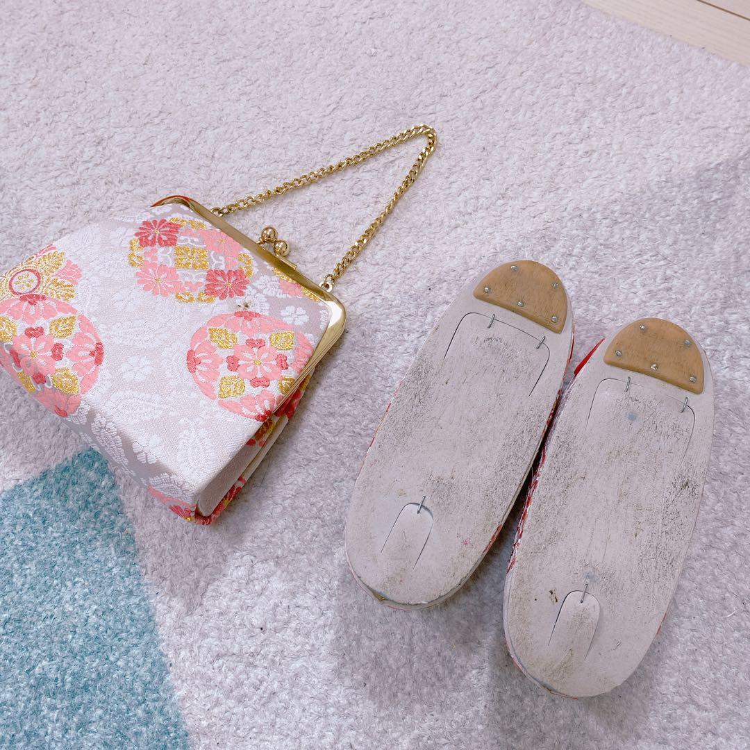 七五三 3歳 アンティーク 着物 作り帯 バッグ 草履 髪飾り セット