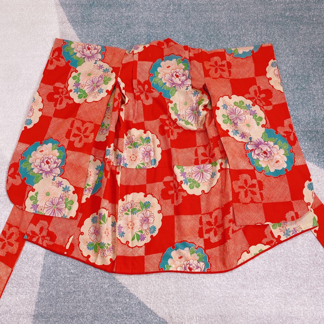 七五三 3歳 アンティーク 着物 作り帯 バッグ 草履 髪飾り セット