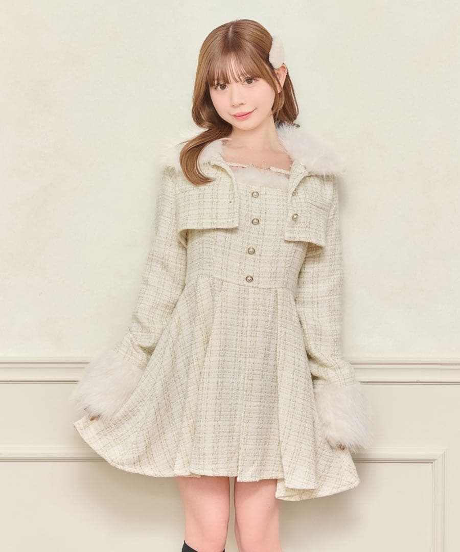 apres jour ツイードショートジャケット・ミニワンピース セットアップ