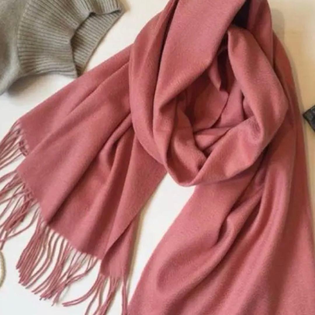 極上カシミヤ100%☆大判 ストール☆ スモーキーピンク