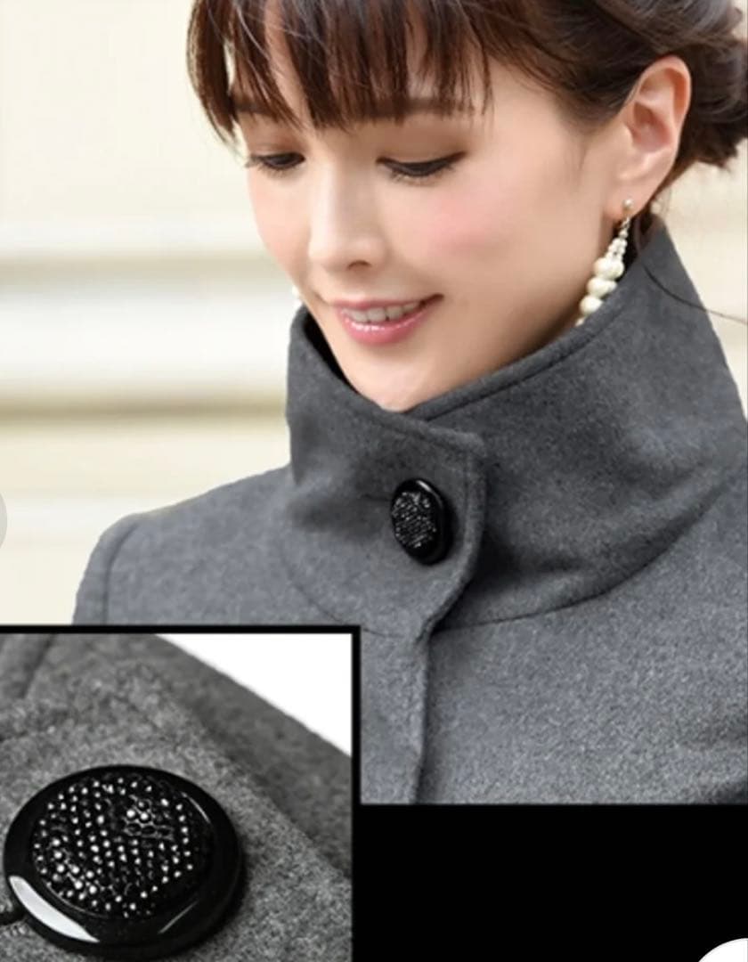 RUIRUE BOUTIQUE バックリボンフィット＆フレアウールコート　S