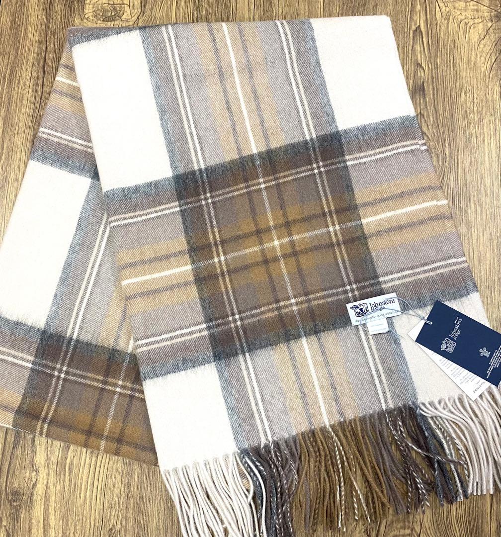 ジョンストンズ オブエルガン カシミヤ100％ 大判 ストール チェック