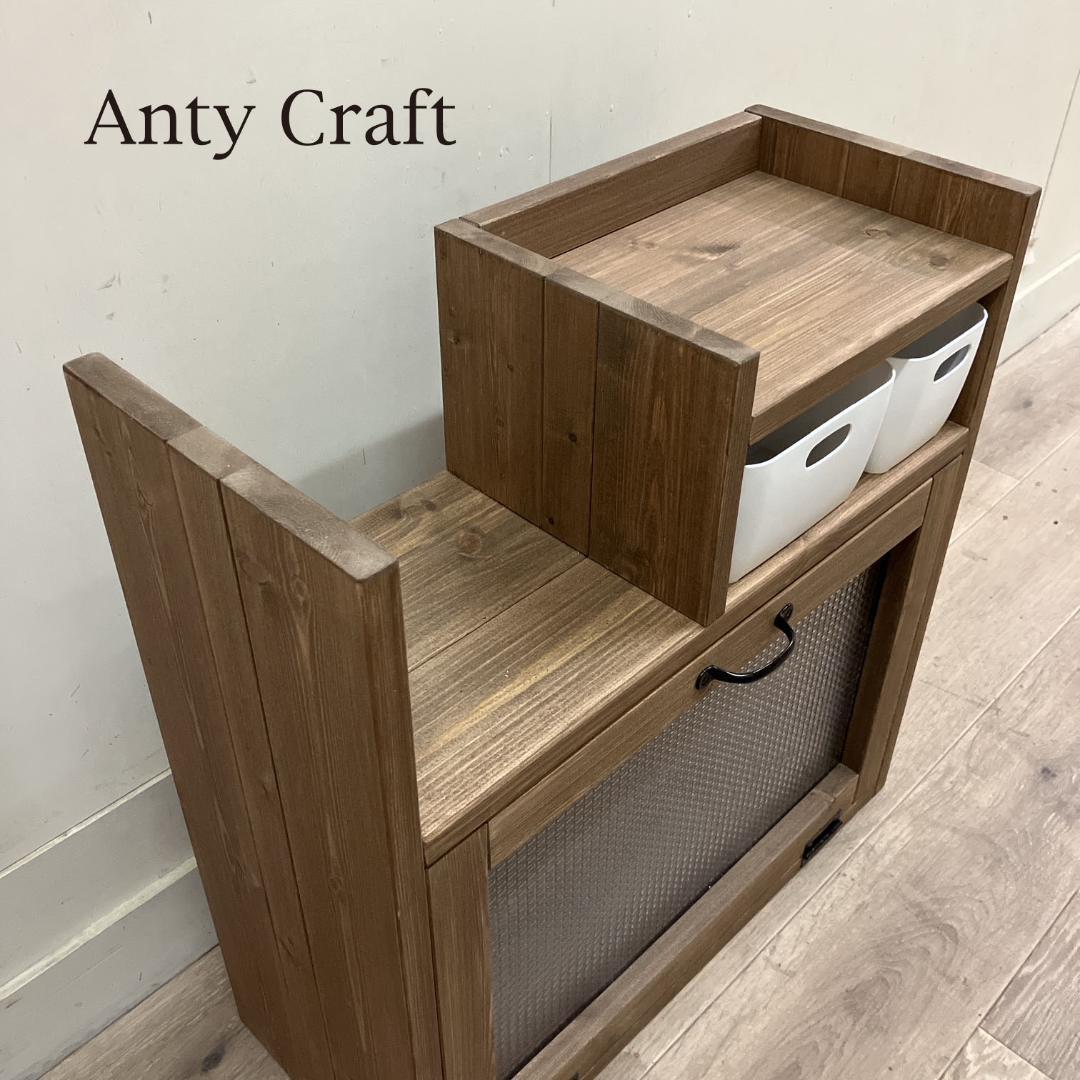 扉付きキッチン収納（ケース大1・小1付）カフェ風食器棚 スパイスラック 完成品