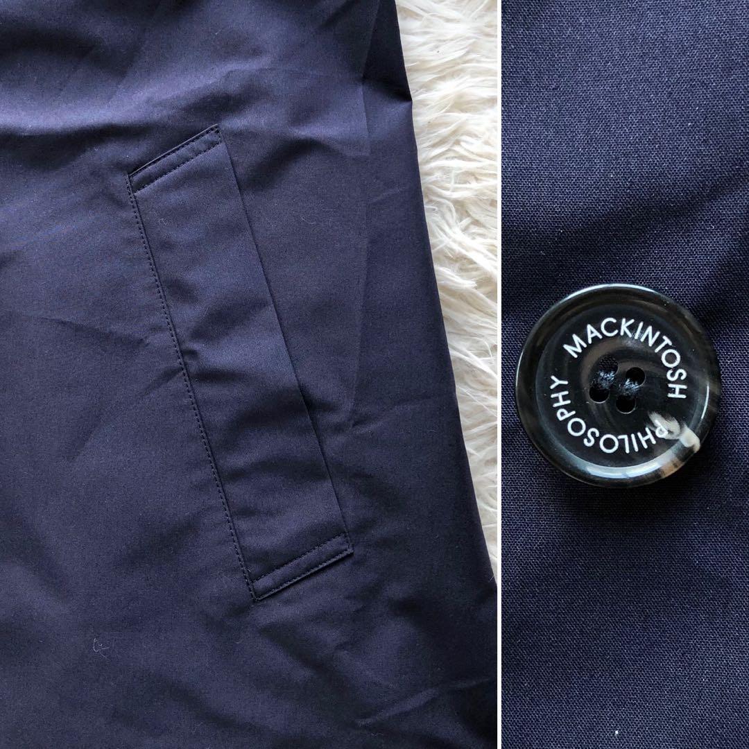 【現行 極美品】マッキントッシュ ステンカラーコート　紺　L 撥水加工 チェック