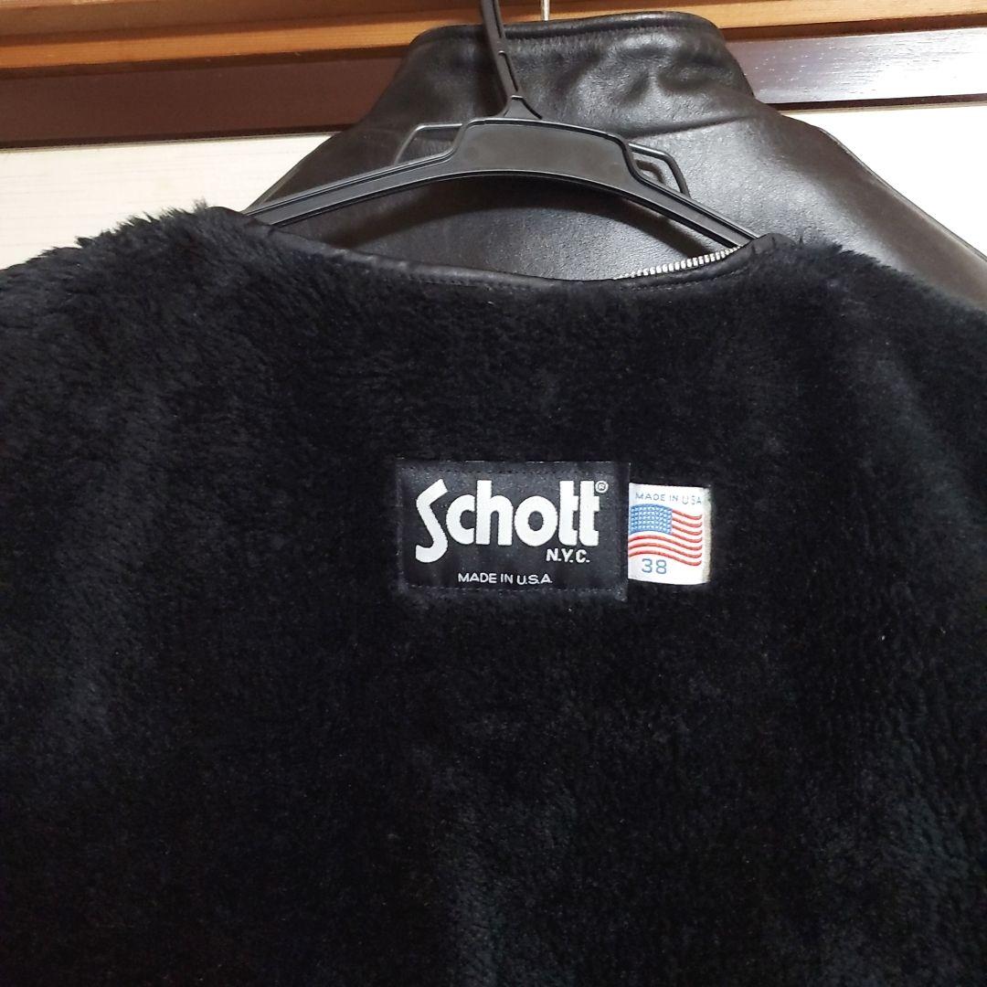 〖美品〗Schott ブラック レザー シングルライダースジャケット　641