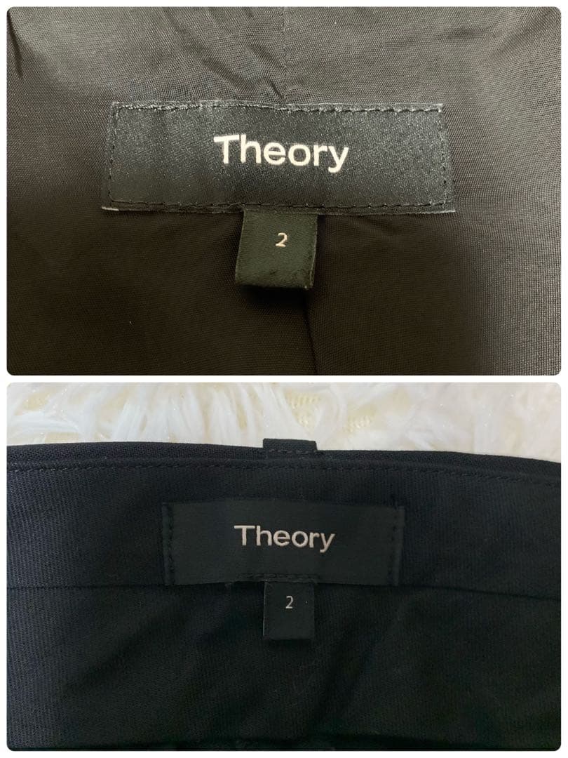 【大人気】セオリー　パンツスーツ　現行　ノーカラー　2 ブラック　セット