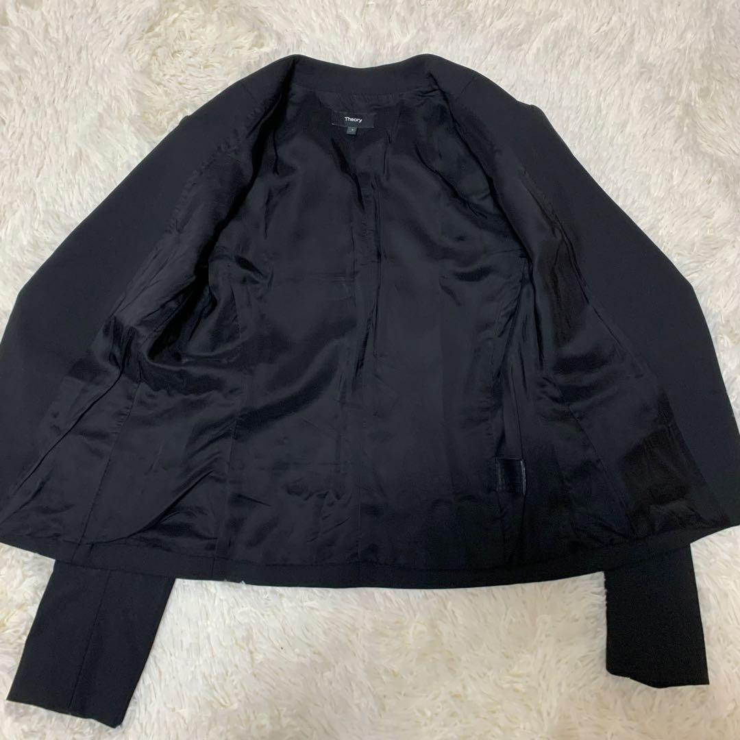 【大人気】セオリー　パンツスーツ　現行　ノーカラー　2 ブラック　セット