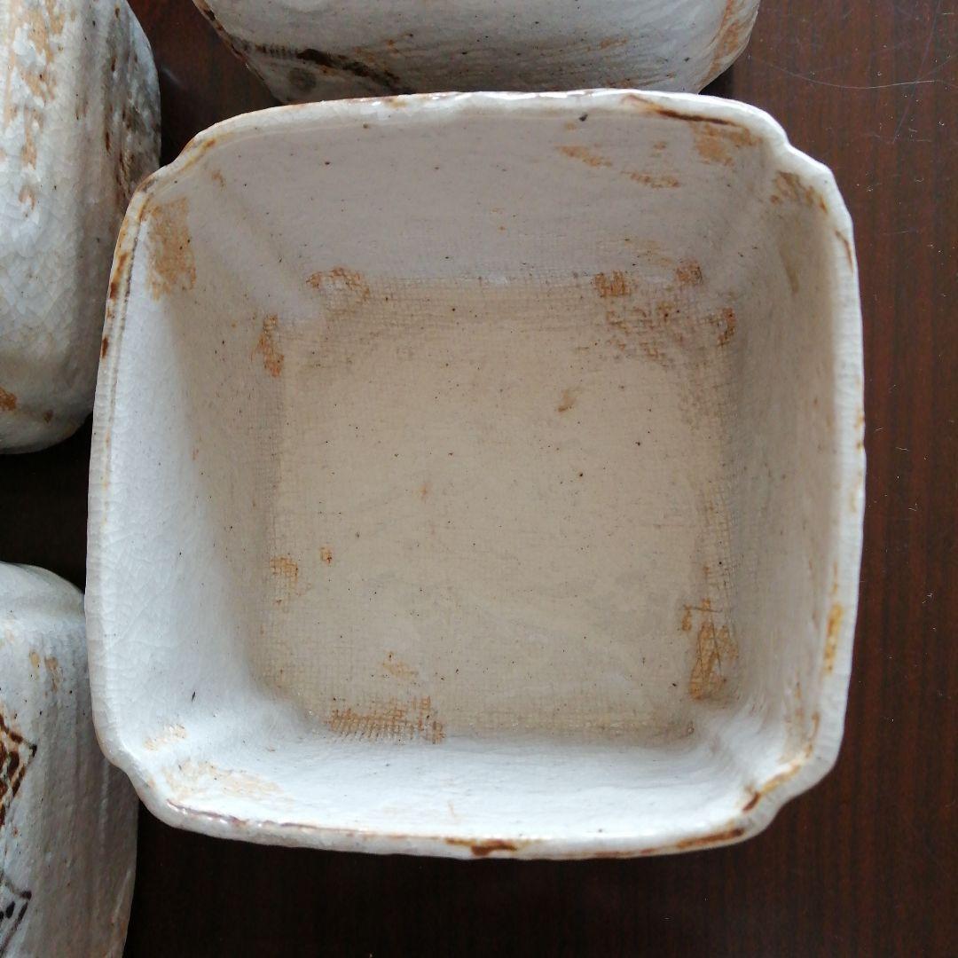 瀬戸焼　加藤作助　志野角向付　5客　11cm　大正～昭和初期