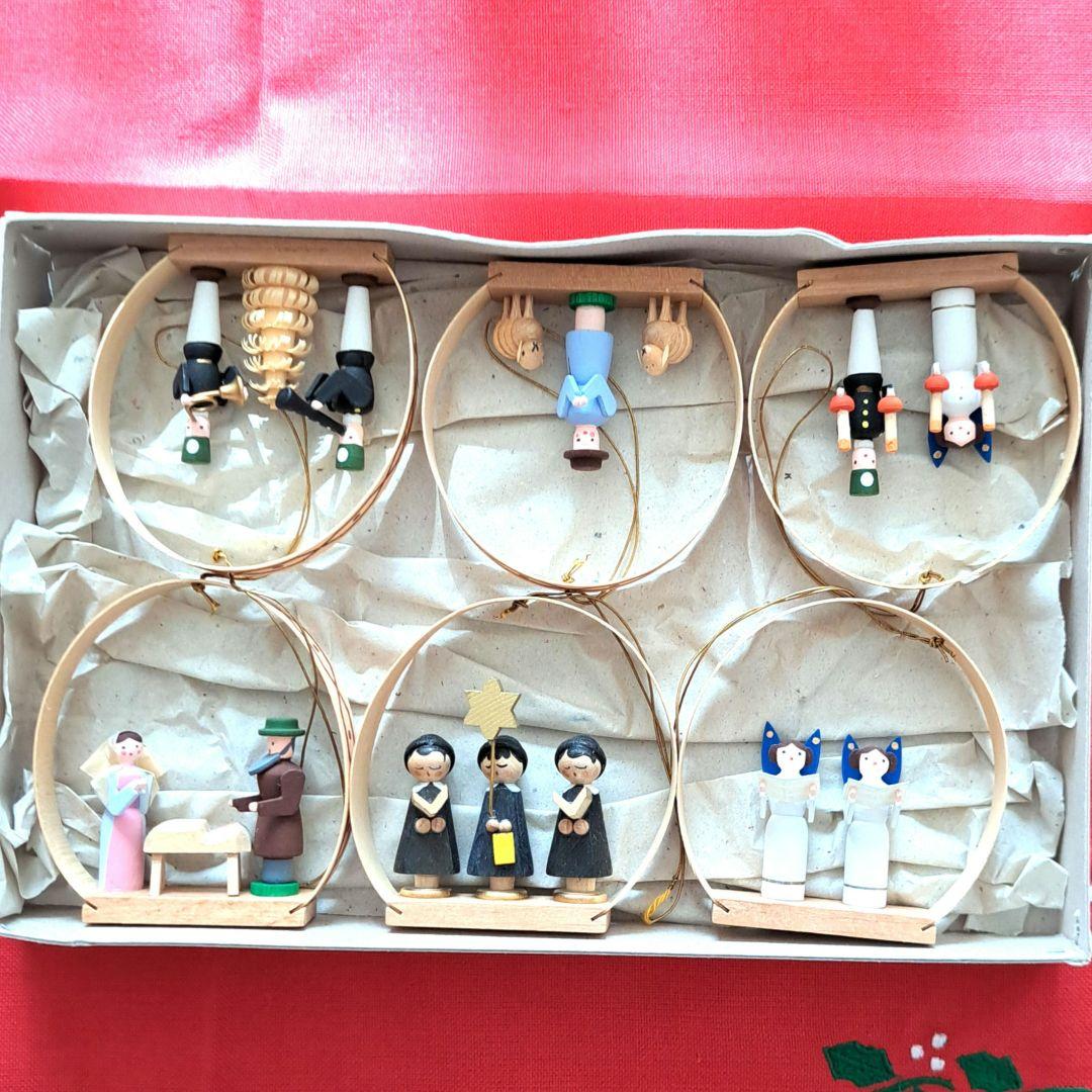 木製クリスマスオーナメント 6個セット ドイツ エルツ山地 ザイフェン