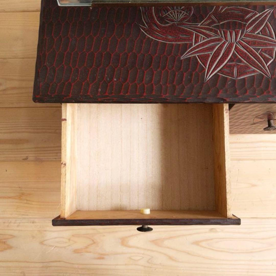 鏡台　ミラー　無垢材　彫刻　古道具　古家具　和家具　ビンテージ　アンティーク