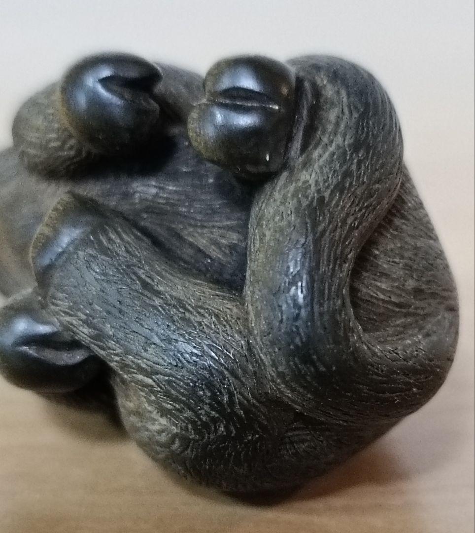 猪木彫根付　柘植根付　時代物　江戸時代　古根付