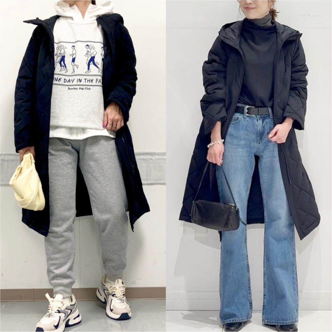 新品 UNIQLO パフテックロングコート リラックスフィット 黒