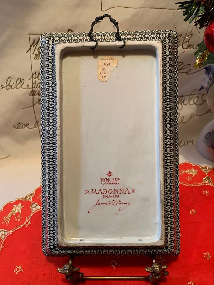 デンマーク製　激レアビンテージのニモール窯のマリア様の壁掛けプレート！綺麗です！