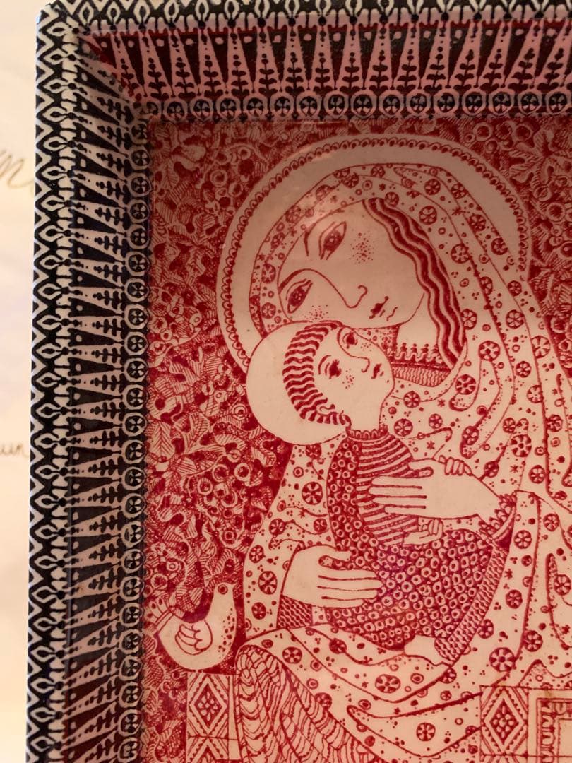 デンマーク製　激レアビンテージのニモール窯のマリア様の壁掛けプレート！綺麗です！