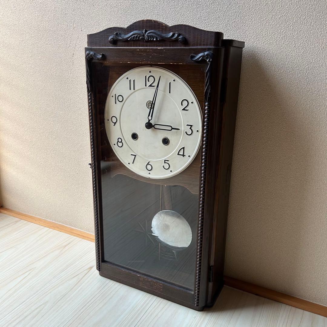 古民具　柱時計ゼンマイ式　昭和レトロ　愛知時計　稼働