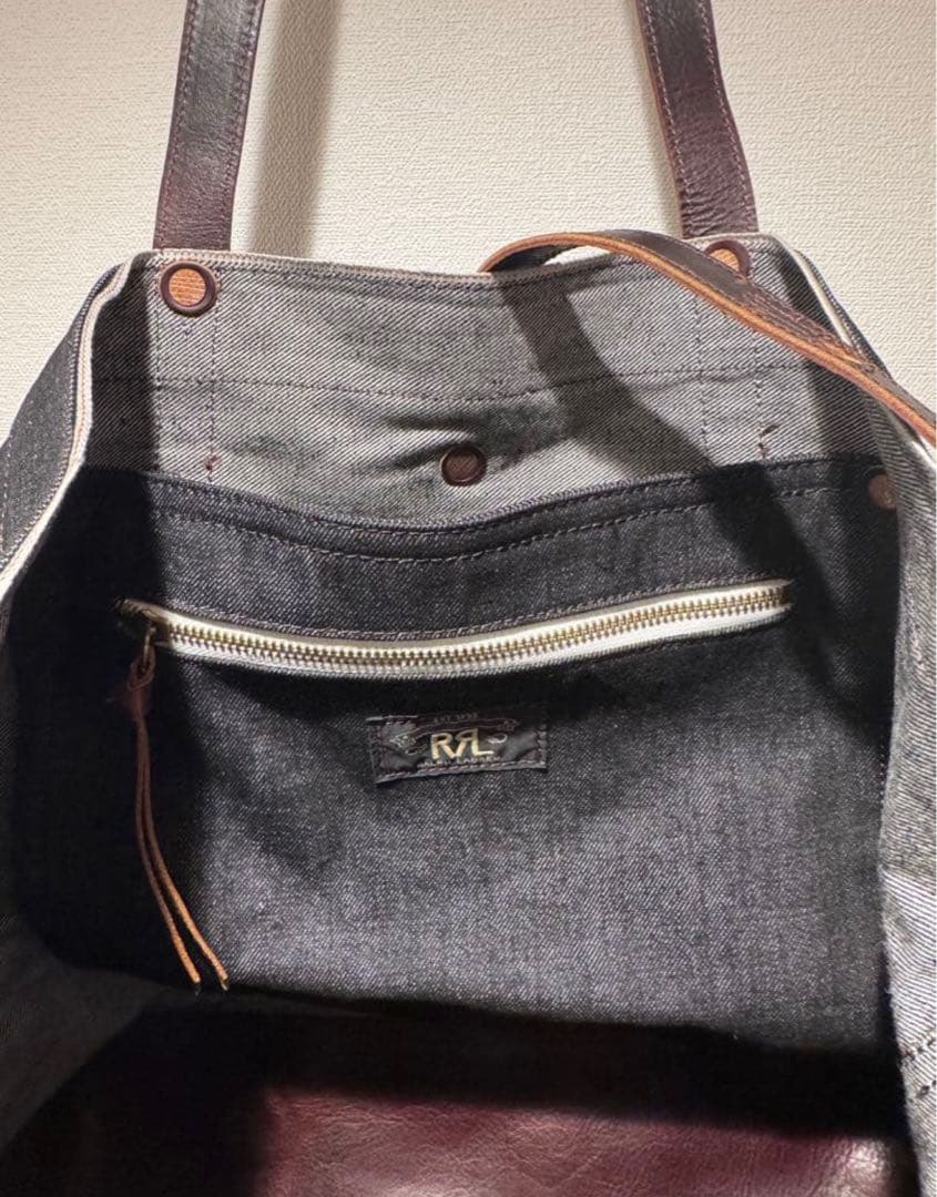 RRL ダブルアールエル　レザートリム デニム トート