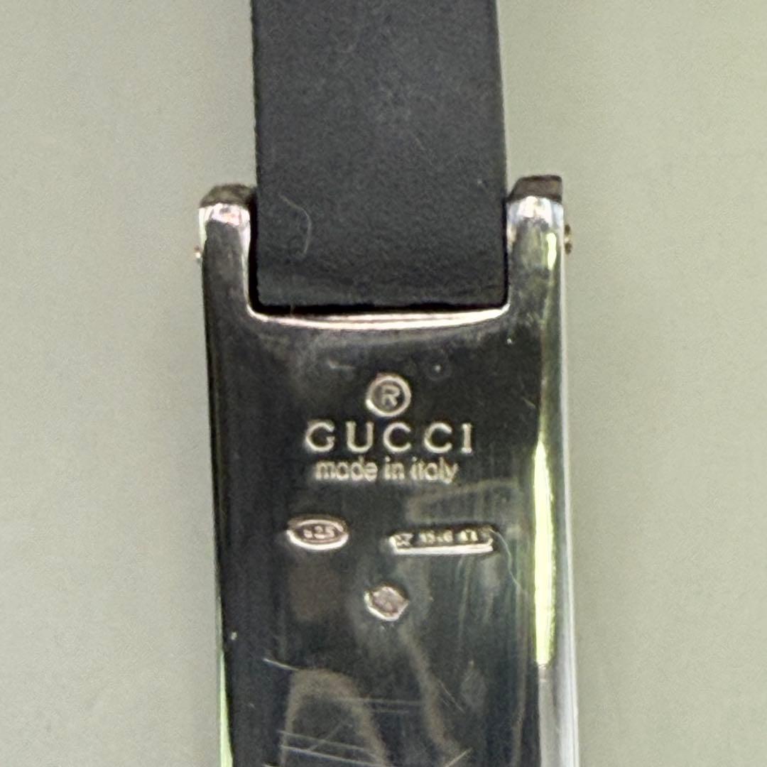 GUCCI ブラック レザー•シルバーバングル　ブレスレット