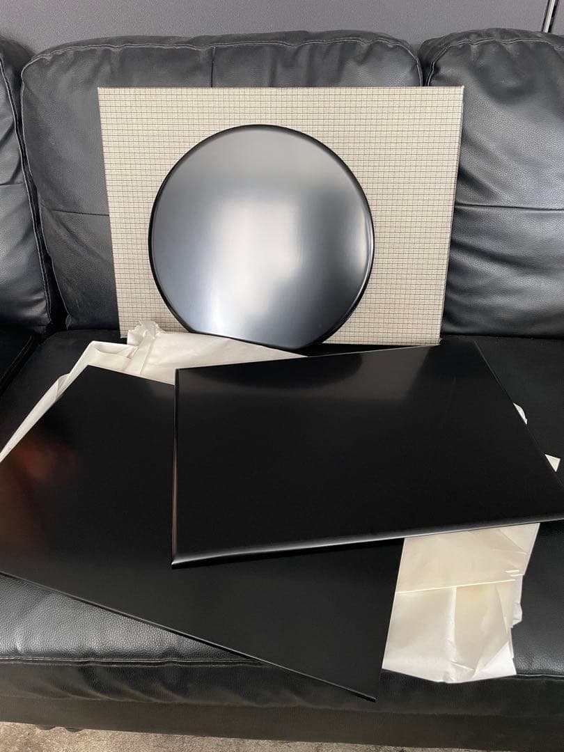 茶器／茶道具薄板（花入用敷板・花台）本漆三枚組敷板 （矢筈・角蛤・丸蛤)元箱付